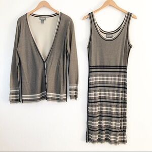 Zac Posen Striped Knit Sleeveless Dress & Cardigan